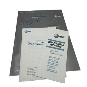 AT&T 1990 Annual Report 1991 Proxy Statement & 1988 Quarterly Report Set